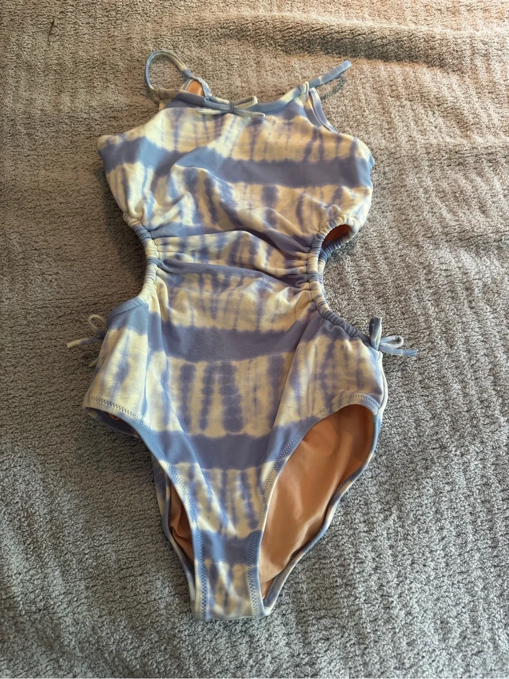 Crewcuts Kids One-Piece Swimsuit in Periwinkle and Cream Tie-Dye